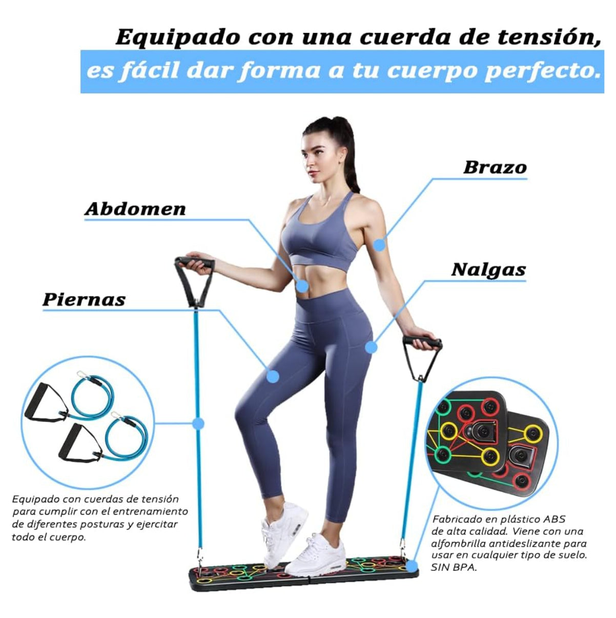 Tabla Push Up Con Bandas Multifuncion